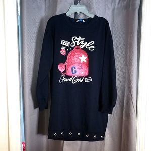 Girls Sweatshirt Dress Navy Blue